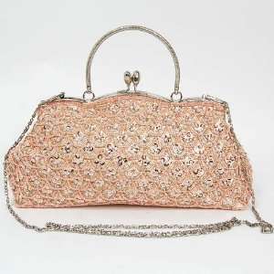  Beaded Sequin Tote Evening Bag Vanity Purse Pink Beauty
