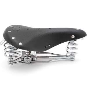Gyes GS 10 Comfort Cruise Front/Rear Springs Leather Bike Saddle Black 