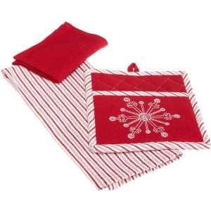  DII Peppermint Snow Embroidered Snowflake Potholder Gift 