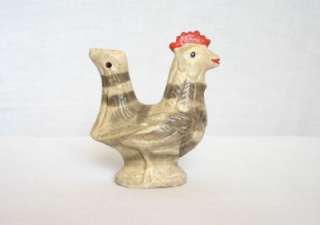 ANTIQUE ROOSTER CLAY POTTERY FIGURINE WHISTLE  