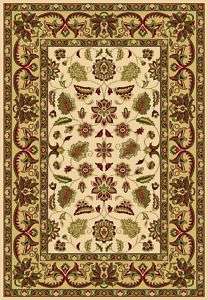 Ivory Beige Floral Transitional Machine Made Area Rug  
