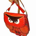 Genuine Leather Owl Messenger Shoulder Bag, Unique Design   Burgundy 