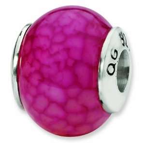   Sterling Silver Reflections Fuschia Cracked Agate Stone Bead Jewelry