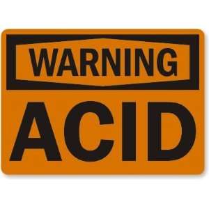 Warning Acid Laminated Vinyl Sign, 7 x 5 Office 