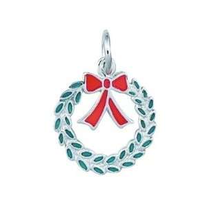  Sterling Silver Enamel Christmas Wreath Charm Jewelry