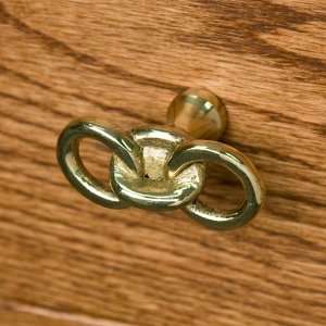  Solid Brass Chain Link Cabinet Knob   Polished & Lacquered 