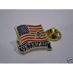  Lapel Pin Masonic USA Flag Veteran Armed Forces 