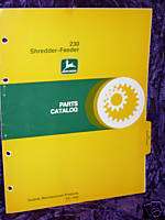 John Deere 230 Shredder Feeder Parts Manual  