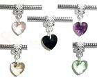 10 Mixed Heart Crystal Dangle Beads Fit Charm Bracelet  