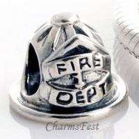 925 Silver Fireman Helmet European Bead Charm Bracelet  