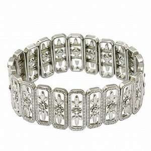   Silvertone Clear Rhinestones Stretch Bracelet Fashion Jewelry Jewelry