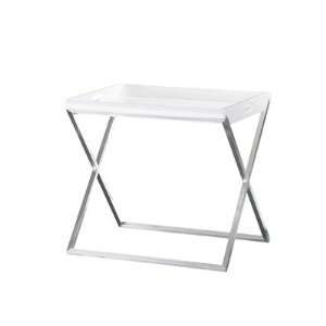   Living Maximo End Table in White Gloss MAXIMO WHT: Furniture & Decor