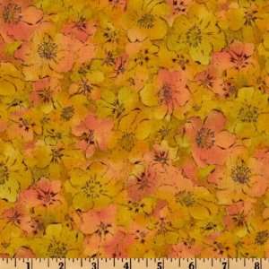  44 Wide Kashmir Floral Peach/Yellow Fabric By The Yard 