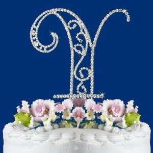  ROMAN STYLE CRYSTAL WEDDING CAKE TOP MONOGRAM LARGE LETTER 