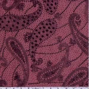  58 Wide Flocked Organza Paisley Wine/Black Fabric By The 