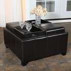 Home Loft Concept Mason Bonded Leather Tray Top Storage Ottoman in 