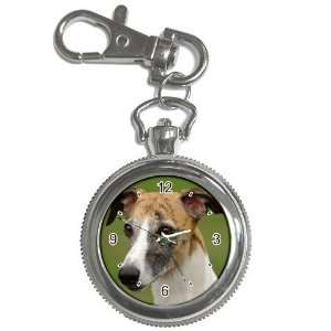 Whippet Puppy Dog 2 Key Chain Pocket Watch N0649