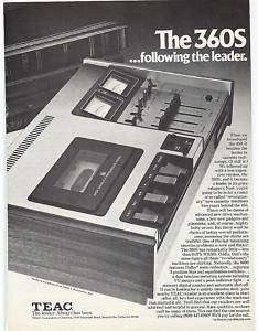RARE 1974 Teac 360S Tape Cassette Deck Ad  