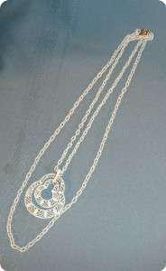 Vintage TRIFARI White Double Chain Pendant Necklace  