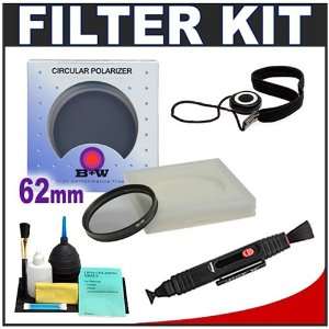 62mm Circular PL Polarizer Glass Lens Filter + Accessory Kit for Canon 