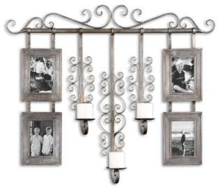 Silver Photo Collage Pillar Candle Holder Wall Mount  