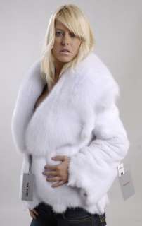Pure white mink fur jacket with white Fox collar All sizes available 