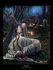 angel goth gothic dark cemetery wings fantasy art painting print 16x20 