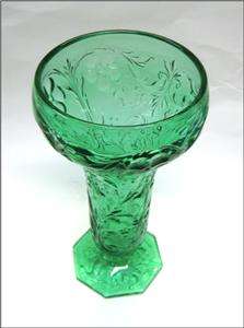 McKee Glass Green Art Deco Rock Crystal HUGE Floral Vase  