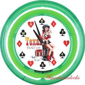  Light Poker clock Chips Girl Neon Wall Clock