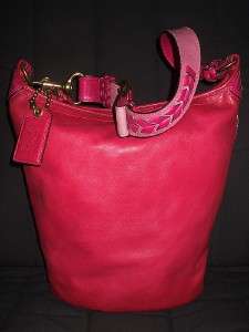 COACH BLEECKER LG PINK MAGENTA BURNISHED LEATHER XL DUFFLE TOTE BAG 