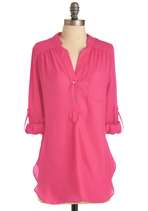 Pam Breeze ly Tunic in Hot Pink  Mod Retro Vintage Long Sleeve Shirts 