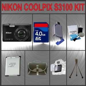  Nikon Coolpix S3100 Digital Camera (Black) + Huge 
