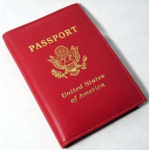  Genuine Red Leather Passport Cover Holder Case Wallet 