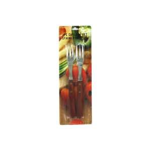  Bulk Pack of 72   Stainless steel forks with wood handle 