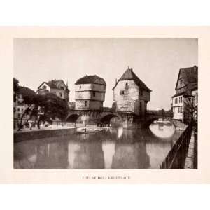  1906 Print Bridge Houses Bad Kreuznach Nahe River 
