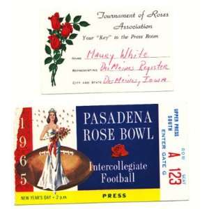  1965 Rose Bowl Press Pass   Sports Memorabilia Sports 