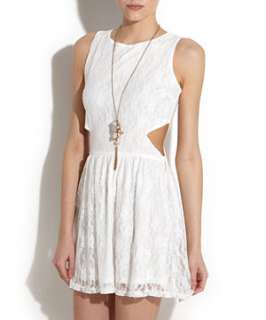Cream (Cream) Te Amo Side Cut Out Cream Lace Dress  253560313  New 