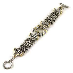 Multi chain Two tone Bracelet with Fancy Clasp