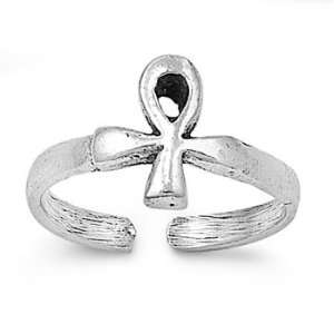  Sterling Silver Ankh Toe Ring: Jewelry