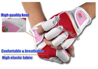 Women Cycling Bike Bicycle Half Finger Gloves Red Pink  