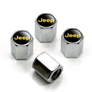  Jeep Gold Logo Chrome Tire Stem Valve Caps: Automotive