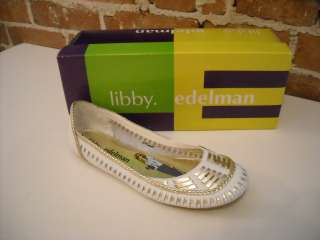 Libby Edelman WHITE & GOLD WOVEN BALLET FLATS 7 NEW  