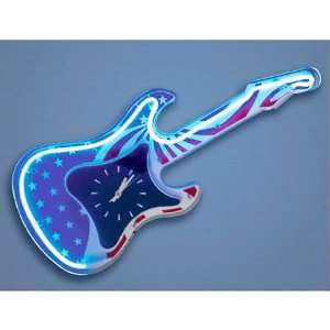 Neon American Rock Guitar Wall Clock 