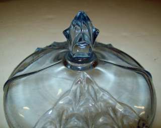 ART Deco BLUE Glass Cover BOWL Dish Open SUGAR Vanity  