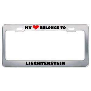 My Heart Belongs To Liechtenstein Country Flag Metal License Plate 