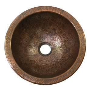  Hand Hammered Copper Round Self Rimming Lavatory Sink 