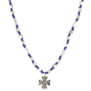   by Lois Hill Knotted Cord Maltese Cross Blue Necklace: Jewelry