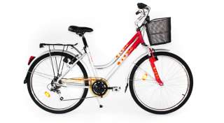 26 Cityrad Damenrad Shimano 6 Gang Fahrrad Korb Rot  