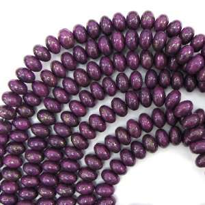 6x10mm purple gold pyrite turquoise rondelle beads 16 strand:  
