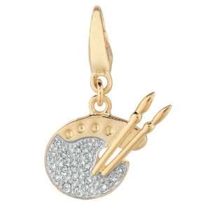  Gold Over Silver 0.09ct TDW Diamond Artists Pallet Charm Jewelry